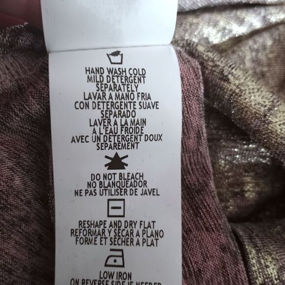 RHONDA SHEAR BLUSH & GOLD METALLIC COLD SHOULDER TOP SZ.L EUC - Picture 8 of 9